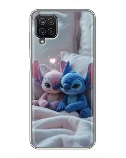 Чехол для Samsung Galaxy A12 с картинкой «Плюшевые Стич Ангел»