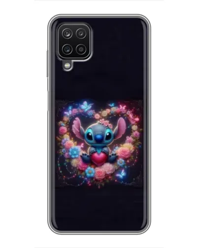 Чехол для Samsung Galaxy A12 с картинкой «Stitch в цветах»
