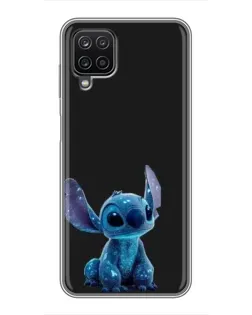 Чехол для Samsung Galaxy A12 с картинкой «Стич на черном»