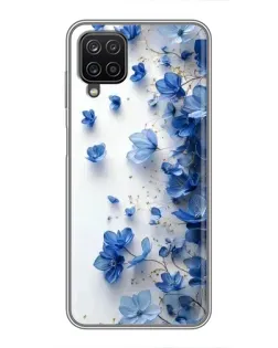 Чохол для Samsung Galaxy A12 з картинкою «Блакитний квітковий каскад»