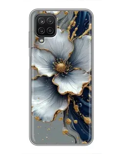 Чохол для Samsung Galaxy A12 з картинкою «Біла квітка та золотий флюїд»