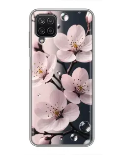 Чохол для Samsung Galaxy A12 з картинкою «Ніжня сакура та краплі»