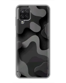 Чехол для Samsung Galaxy A12 с картинкой «Темный абстрактный камуфляж»