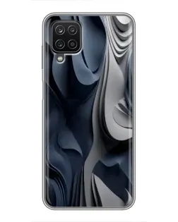 Чехол для Samsung Galaxy A12 с картинкой «Объемные синие складки»