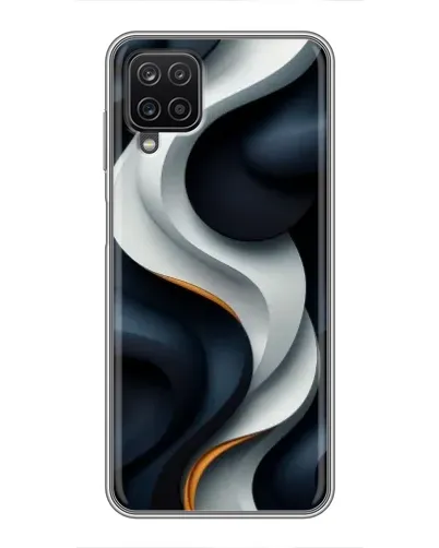 Чехол для Samsung Galaxy A12 с картинкой «Объемные черно-белые ленты»