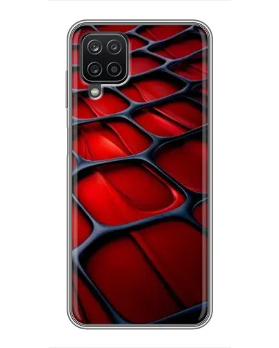 Чехол для Samsung Galaxy A12 с картинкой «Красная глянцевая сетка»