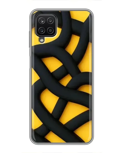 Чехол для Samsung Galaxy A12 с картинкой «Черное желтое переплетение»