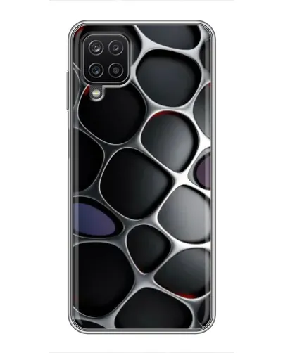 Чехол для Samsung Galaxy A12 с картинкой «Объемная темная решетка»
