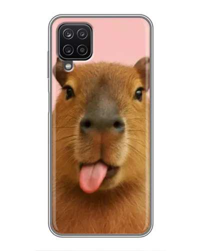 Чехол для Samsung Galaxy A12 с картинкой «Капибара с языком»