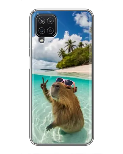 Чехол для Samsung Galaxy A12 с картинкой «Капибара на море»