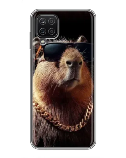 Чехол для Samsung Galaxy A12 с картинкой «Капибара золотая цепь»