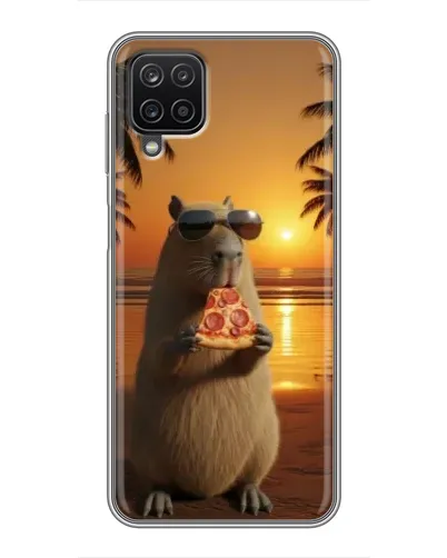 Чехол для Samsung Galaxy A12 с картинкой «Капибара с пиццей»