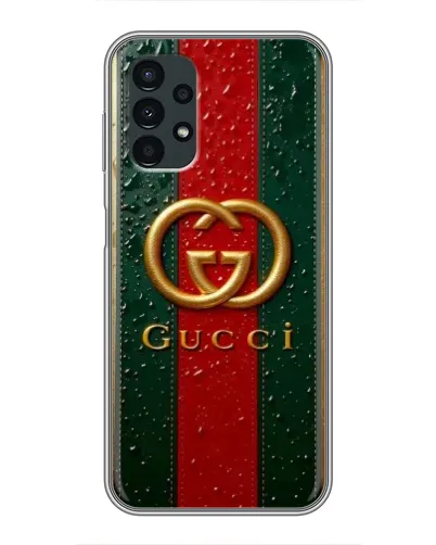 Чохол для Samsung Galaxy A13 (4G) з картинкою «Gucci — фірмова смуга та золото» Чохол для Samsung Galaxy A13 (4G) з картинкою «Gucci — фірмова смуга та золото»