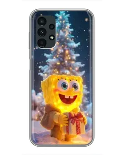 Чехол для Samsung Galaxy A13 (4G) с картинкой «Рождественский Спанч Боб»