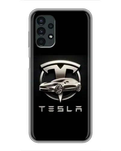 Чехол для Samsung Galaxy A13 (4G) с картинкой «Tesla — серебристое авто»