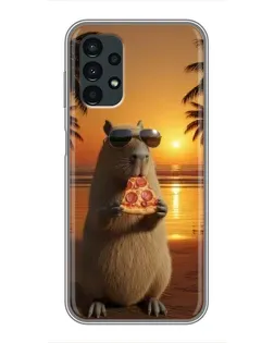 Чехол для Samsung Galaxy A13 (4G) с картинкой «Капибара с пиццей»