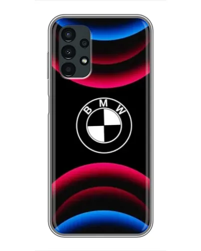 Чехол для Samsung Galaxy A13 (5G) с картинкой «Логотип BMW и неоновые дуги»