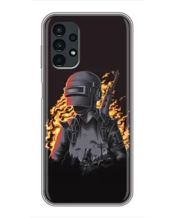 Чехол для Samsung Galaxy A13 (5G) с картинкой «PUBG — огненный силуэт»