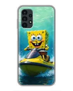 Чехол для Samsung Galaxy A13 (5G) с картинкой «Спанч Боб на гидроцикле»