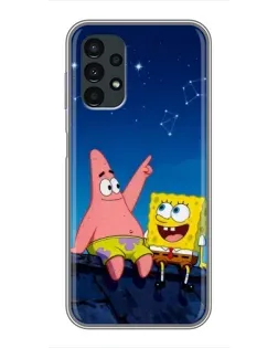 Чехол для Samsung Galaxy A13 (5G) с картинкой «Губка Боб и Патрик ночью»
