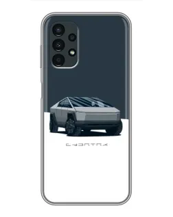 Чехол для Samsung Galaxy A13 (5G) с картинкой «Серебристый Cybertruck Tesla»