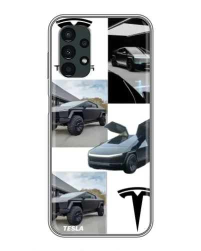 Чехол для Samsung Galaxy A13 (5G) с картинкой «Коллаж Cybertruck Tesla»