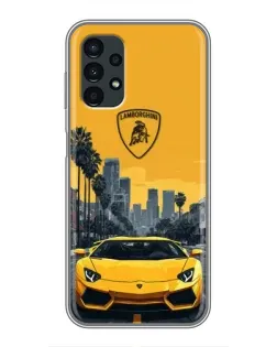 Чехол для Samsung Galaxy A13 (5G) с картинкой «Желтый Lamborghini город»
