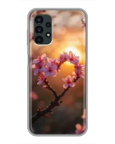 Чехол для Samsung Galaxy A13 (5G) с картинкой «Розовый цвет сердце на фоне заката»