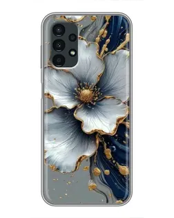 Чехол для Samsung Galaxy A13 (5G) с картинкой «Белый цветок и золотой флюид»