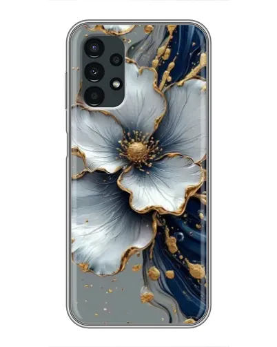 Чехол для Samsung Galaxy A13 (5G) с картинкой «Белый цветок и золотой флюид»