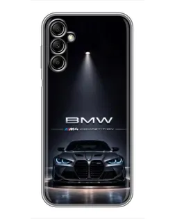 Чехол для Samsung Galaxy A14 5G с картинкой «BMW сквозь ночной город»
