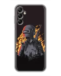 Чехол для Samsung Galaxy A14 5G с картинкой «PUBG — огненный силуэт»