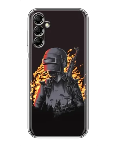 Чехол для Samsung Galaxy A14 5G с картинкой «PUBG — огненный силуэт»