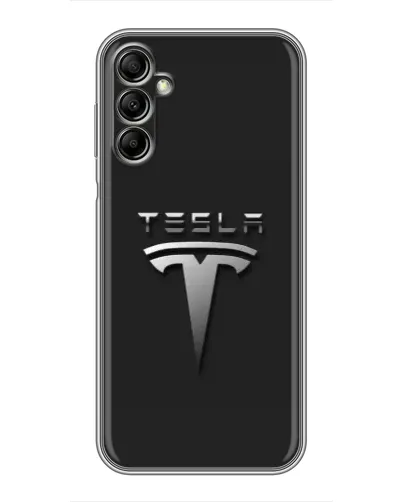 Чохол для Samsung Galaxy A14 5G з картинкою «Сталевий логотип Tesla»