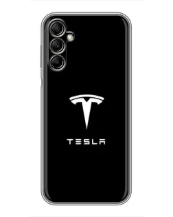 Чохол для Samsung Galaxy A14 5G з картинкою «Tesla White Logo»