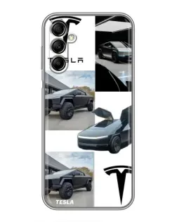 Чохол для Samsung Galaxy A14 5G з картинкою «Колаж Cybertruck Tesla»