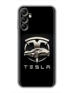 Чохол для Samsung Galaxy A14 5G з картинкою «Tesla — срібне авто»