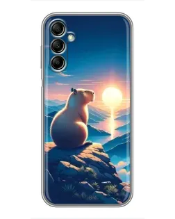 Чехол для Samsung Galaxy A14 5G с картинкой «Закат солнца с капибарой»