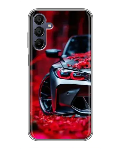 Чехол для Samsung Galaxy A15 (A155) с картинкой «Спортивная BMW и цветы»
