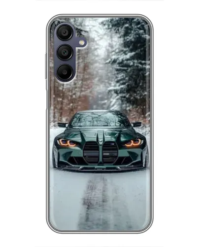 Чехол для Samsung Galaxy A15 (A155) с картинкой «BMW в зимнем лесу»
