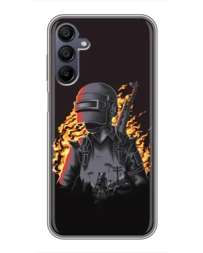 Чехол для Samsung Galaxy A15 (A155) с картинкой «PUBG — огненный силуэт»