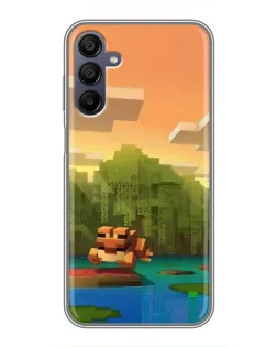 Чехол для Samsung Galaxy A15 (A155) с картинкой «Майнкрафт закат солнца»