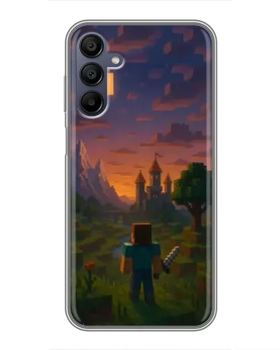 Чехол для Samsung Galaxy A15 (A155) с картинкой «Стив у башни» Чехол для Samsung Galaxy A15 (A155) с картинкой «Стив у башни»