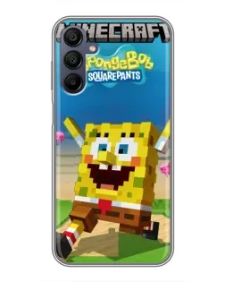 Чехол для Samsung Galaxy A15 (A155) с картинкой «Губка Боб Minecraft»