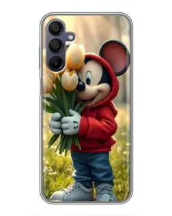 Чехол для Samsung Galaxy A15 (A155) с картинкой «Микки с тюльпанами»