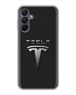 Чехол для Samsung Galaxy A15 (A155) с картинкой «Стальной логотип Tesla»