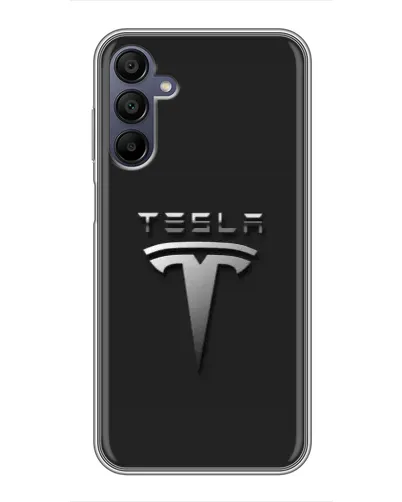 Чехол для Samsung Galaxy A15 (A155) с картинкой «Стальной логотип Tesla»