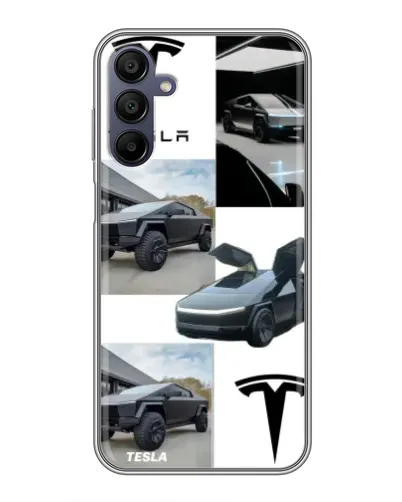 Чехол для Samsung Galaxy A15 (A155) с картинкой «Коллаж Cybertruck Tesla»