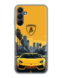 Чехол для Samsung Galaxy A15 (A155) с картинкой «Желтый Lamborghini город»