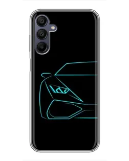 Чехол для Samsung Galaxy A15 (A155) с картинкой «Голубой силуэт Lamborghini»